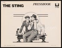 5s410 STING pressbook R77 best artwork of con men Paul Newman & Robert Redford by Richard Amsel!