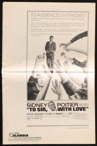 5s417 TO SIR, WITH LOVE pressbook '67 Sidney Poitier, Lulu, directed by James Clavell!