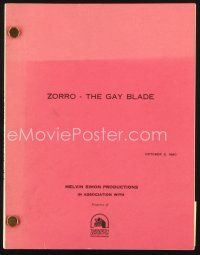 5s320 ZORRO THE GAY BLADE revised final draft script October 3, 1980, screenplay by Hal Dresner!