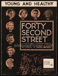 5s240 42nd STREET sheet music '33 Dick Powell, Ginger Rogers, art by Harris, Young and Healthy!