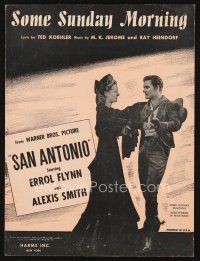 5s266 SAN ANTONIO sheet music '45 Errol Flynn & Alexis Smith dancing, Some Sunday Morning