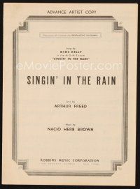 5s271 SINGIN' IN THE RAIN artist's copy sheet music '52 the title song as sung by star Gene Kelly!