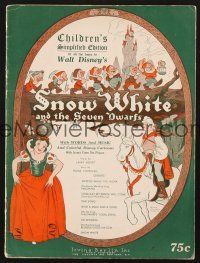 5s275 SNOW WHITE & THE SEVEN DWARFS SONG FOLIO children's simplified edition sheet music '38 Disney