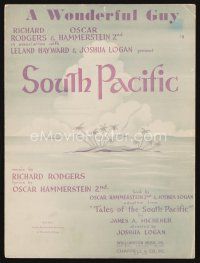 5s278 SOUTH PACIFIC stage play sheet music '49 Rodgers and Hammerstein, A Wonderful Guy!