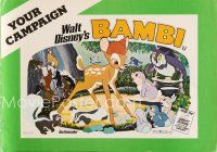 5s334 BAMBI English pressbook R1976 Walt Disney cartoon classic, great art with Thumper & Flower!