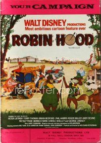 5s402 ROBIN HOOD English pressbook '73 Walt Disney's cartoon version of what REALLY happened!