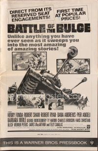 5s336 BATTLE OF THE BULGE pressbook '66 Henry Fonda, Robert Shaw, cool World War II tank art!