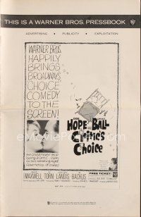 5s354 CRITIC'S CHOICE pressbook '63 Bob Hope & Lucille Ball in Broadway's choice comedy!