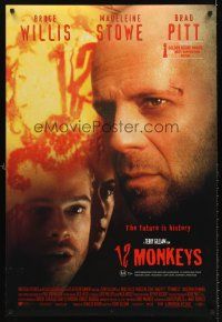 5t093 12 MONKEYS DS Aust 1sh '95 Bruce Willis, Brad Pitt, Terry Gilliam directed sci-fi!