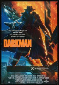 5t096 DARKMAN Aust 1sh '90 directed by Sam Raimi, cool Alvin art of masked hero Liam Neeson!