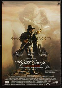 5t111 WYATT EARP Aust 1sh '94 cool image of Kevin Costner in the title role firing gun!