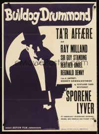 5t479 BULLDOG DRUMMOND ESCAPES Danish R56 cool silhouette artwork of Ray Milland in title role!