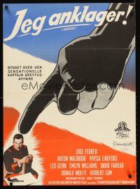 5t526 I ACCUSE Danish '58 director Jose Ferrer stars as Captain Dreyfus, huge pointing finger art!