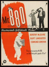 5t558 MISTER 880 Danish '50 cool different image of Burt Lancaster & Dorothy McGuire!