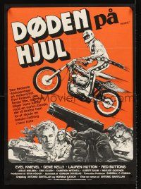 5t608 VIVA KNIEVEL Danish '77 best artwork of the greatest daredevil jumping his motorcycle!
