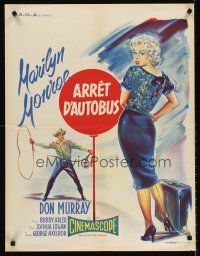 5t305 BUS STOP French 23x32 R60s great art of cowboy Don Murray trying to lasso Marilyn Monroe!