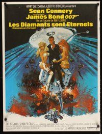 5t308 DIAMONDS ARE FOREVER French 23x32 '71 art of Sean Connery as James Bond by Robert McGinnis!