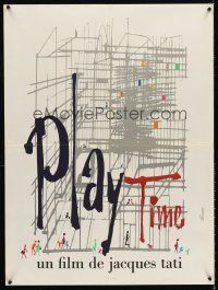 5t319 PLAYTIME French 23x32 '67 Jacques Tati, cool different art by Baudin & Rene Ferracci!