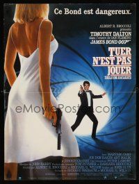 5t341 LIVING DAYLIGHTS French 15x21 '87 Timothy Dalton as James Bond & sexy Maryam d'Abo with gun!