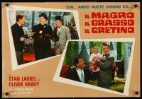 5t280 IL MAGRO IL GRASSO IL CRETINO Italian photobusta '70 Laurel & Hardy w/baby & guy w/gun!