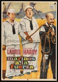 5t229 SAPS AT SEA Spanish R65 different art of Stan Laurel & Oliver Hardy, Hal Roach