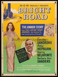 5w338 BRIGHT ROAD 30x40 '53 great full-length image of Dorothy Dandridge, Harry Belafonte!