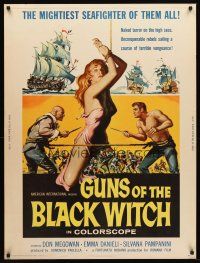 5w357 GUNS OF THE BLACK WITCH 30x40 '61 super sexy art, unconquerable barbarians of the sea!