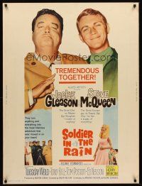 5w387 SOLDIER IN THE RAIN 30x40 '64 close-ups of misfit soldiers Steve McQueen & Jackie Gleason!