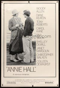 5w443 ANNIE HALL 40x60 '77 full-length Woody Allen & Diane Keaton, a nervous romance!