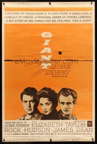 5w452 GIANT 40x60 R63 James Dean, Elizabeth Taylor, Rock Hudson, directed by George Stevens!