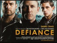 5w172 DEFIANCE DS British quad '08 Edward Zwick directed, rugged Daniel Craig, Liev Schreiber!