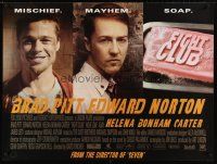 5w189 FIGHT CLUB British quad '99 great portraits of Edward Norton and Brad Pitt & bar of soap!