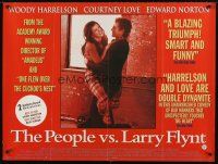 5w258 PEOPLE VS. LARRY FLYNT DS British quad '96 Woody Harrelson as founder of Hustler Magazine!