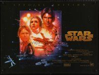 5w290 STAR WARS British quad R97 George Lucas classic sci-fi epic, great art by Drew Struzan!
