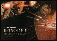 5w086 ATTACK OF THE CLONES horizontal teaser Chinese 27x39 '02 Star Wars, Drew art of Yoda!