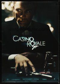 5w484 CASINO ROYALE teaser DS German 33x47 '06 Daniel Craig as Bond sitting at poker table w/gun!