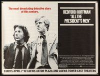 5w429 ALL THE PRESIDENT'S MEN subway poster '76 Hoffman & Robert Redford as Woodward & Bernstein!
