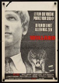 5x286 WILLARD Belgian '71 creepy close up of Bruce Davison with pet rat on shoulder!