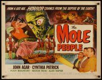 5x053 MOLE PEOPLE 1/2sh '56 great different artwork of subterranean monster holding sexy girl!