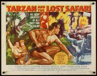 5x071 TARZAN & THE LOST SAFARI style B 1/2sh '57 great artwork of Gordon Scott in the title role!