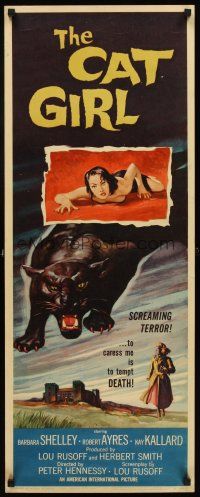 5x099 CAT GIRL insert '57 cool black panther & sexy girl art, to caress her is to tempt DEATH!