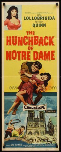 5x132 HUNCHBACK OF NOTRE DAME insert '57 Anthony Quinn as Quasimodo, sexy Gina Lollobrigida!