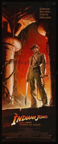 5x137 INDIANA JONES & THE TEMPLE OF DOOM insert '84 full-length art of Harrison Ford by Wolfe!