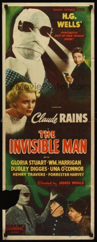 5x140 INVISIBLE MAN insert R1947 James Whale, Claude Rains, H.G. Wells, cool different image!