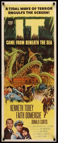 5x141 IT CAME FROM BENEATH THE SEA insert '55 Ray Harryhausen, a tidal wave of terror, cool art!
