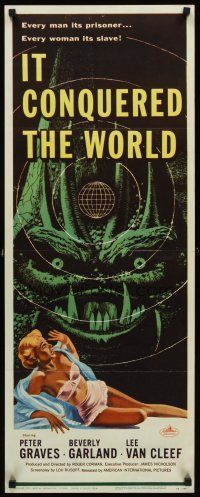 5x142 IT CONQUERED THE WORLD insert '56 Roger Corman, AIP, great art of wacky monster & sexy girl!