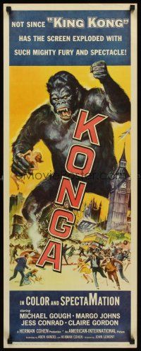 5x146 KONGA insert '61 great artwork of giant angry ape terrorizing city by Reynold Brown!
