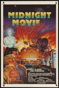 5x494 MIDNIGHT MOVIE MASSACRE arthouse 1sh '88 wacky sci-fi monster artwork by Andrews!