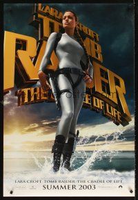 5x557 TOMB RAIDER THE CRADLE OF LIFE teaser DS 1sh '03 sexy Angelina Jolie in spandex!