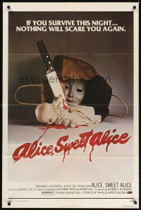 5y116 ALICE SWEET ALICE 1sh '77 first Brooke Shields, disturbing knife-in-doll image!